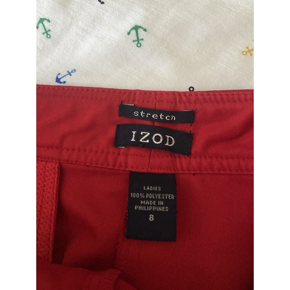 Izod Golf Womens Sz 8 Cherry Red Stretch Flat Front Performance Golf Shorts - Picture 7 of 7